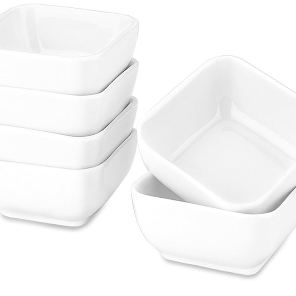 DELLING White Square Ceramic 3 oz. Dipping bowls-Set of 6